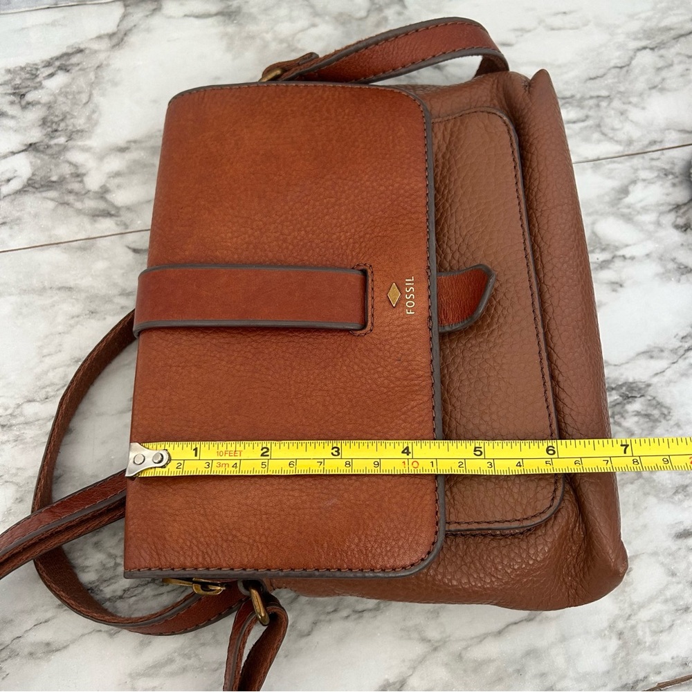 Fossil | Kinley pebbled Leather Crossbody Bag adjustable strap flap top - Picture 11 of 12